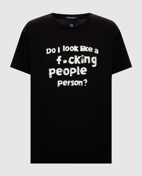 R13 Black T-shirt with a print of the inscription R13WK001K160A