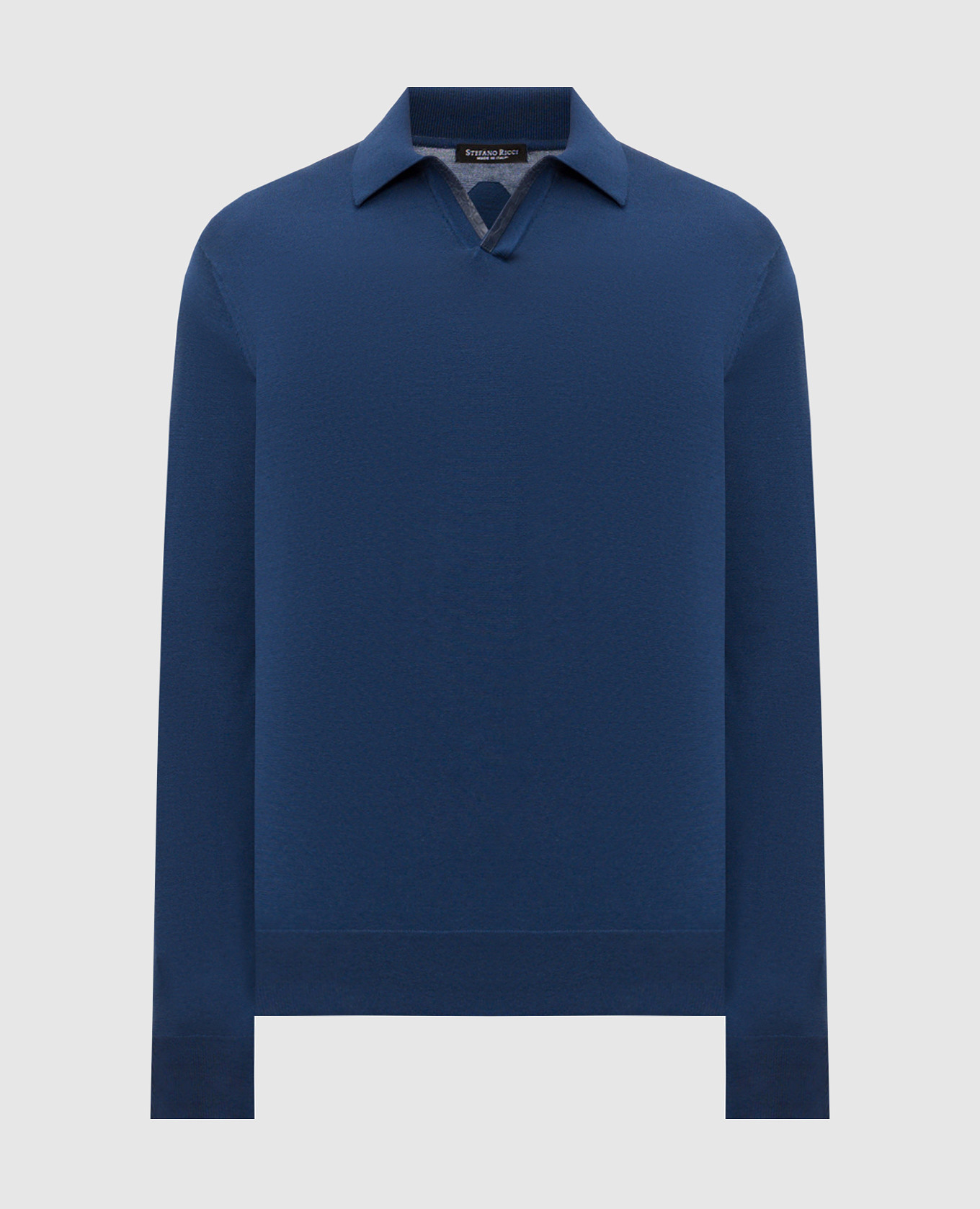 

Blue long-sleeved polo shirt with logo patch Stefano Ricci