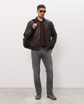 Trussardi Brown wool polo shirt with pattern M0148000112NMK646K36