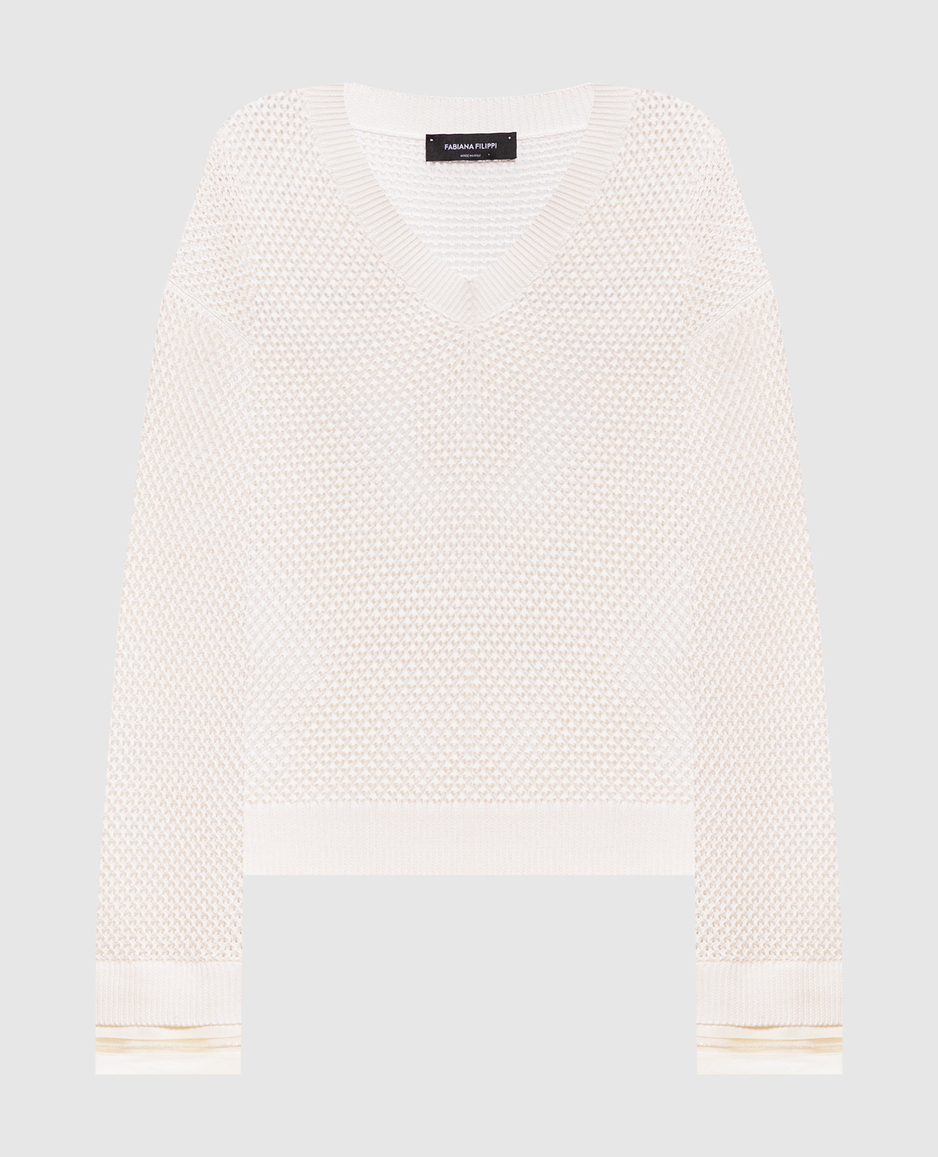 

Ivory openwork pullover with monil chain Fabiana Filippi, Beige