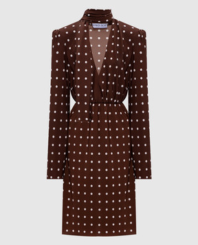 Rowen Rose Brown midi dress with polka dots DRSRR451V2