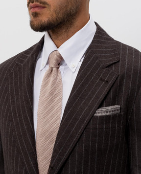 Brunello Cucinelli Beige silk tie with a pattern MY8640018