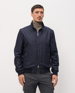 Stefano Ricci Blue silk jacket with emblem patch MDJ62004005426