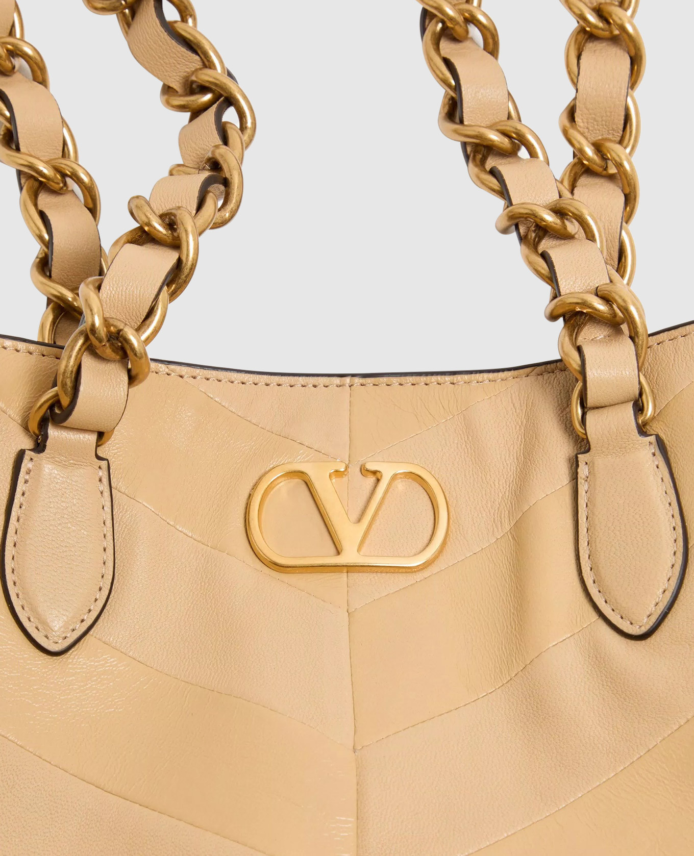 Beige leather tote bag Laseine Valentino 5