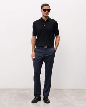 Stefano Ricci Black silk polo shirt K616215P14F26101