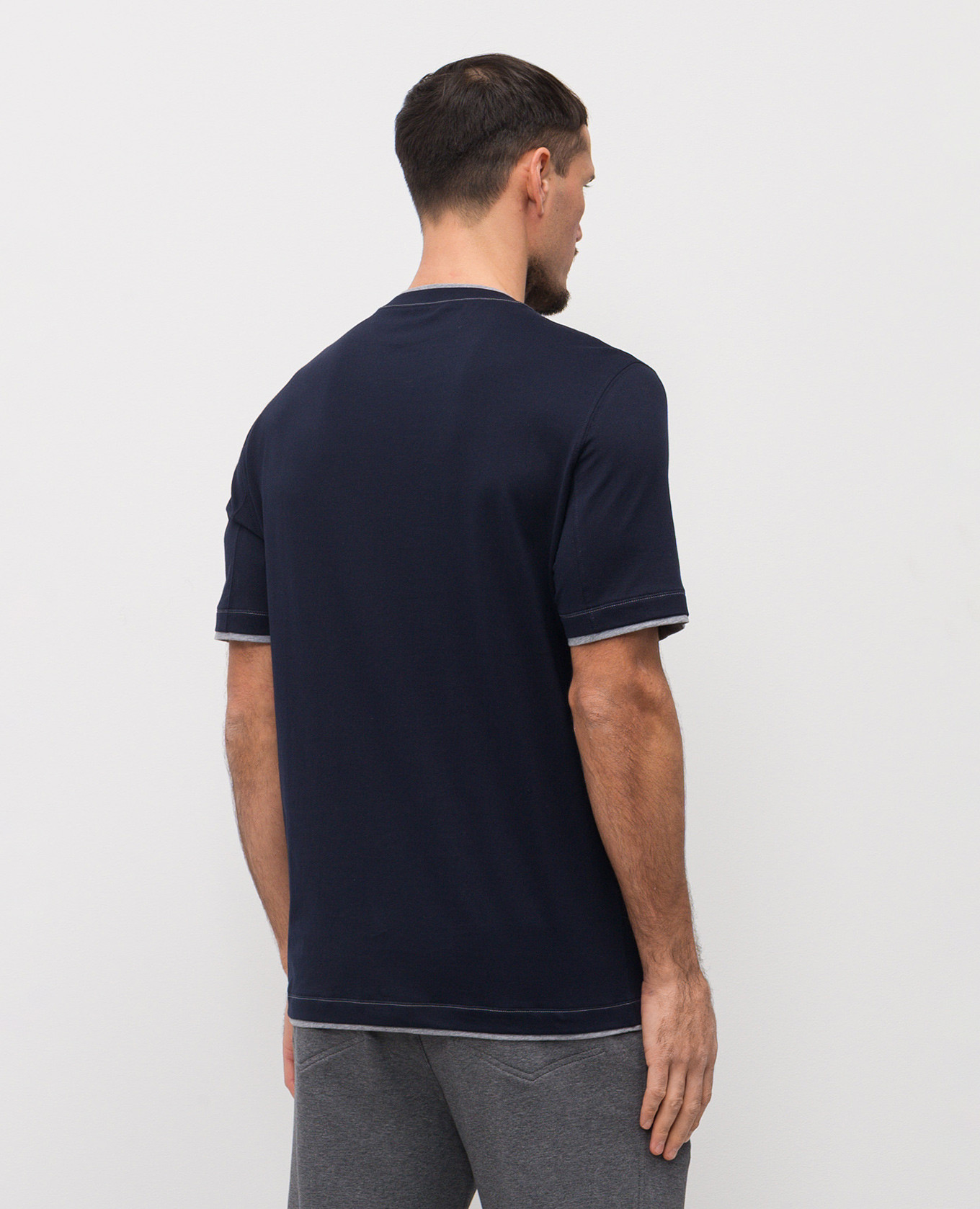 

Blue T-shirt with embroidered emblem Brunello Cucinelli