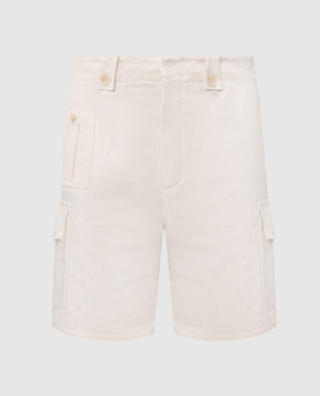 Brunello Cucinelli Ivory linen cargo shorts MP544U0075
