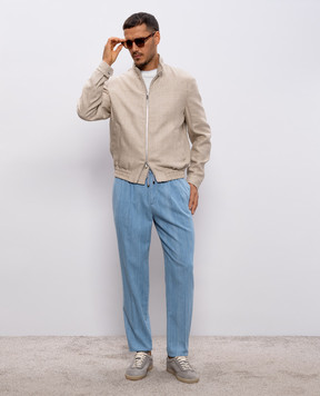Brunello Cucinelli Beige silk, linen and wool jacket MZ4036580