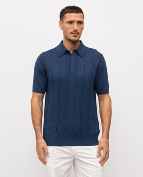 Canali Blue polo shirt with pattern MK02463C1177
