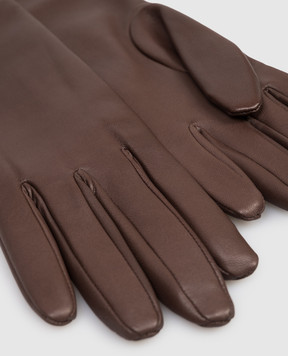 Brunello Cucinelli Brown leather long gloves MPNGP9007P