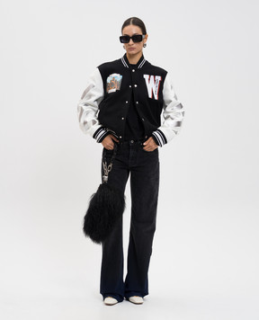 Off-White Black combined bomber jacket Wo Saundsystem 2EK006F25FAB003