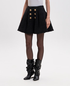 Balmain Black tweed mini skirt HF1LA680XM07