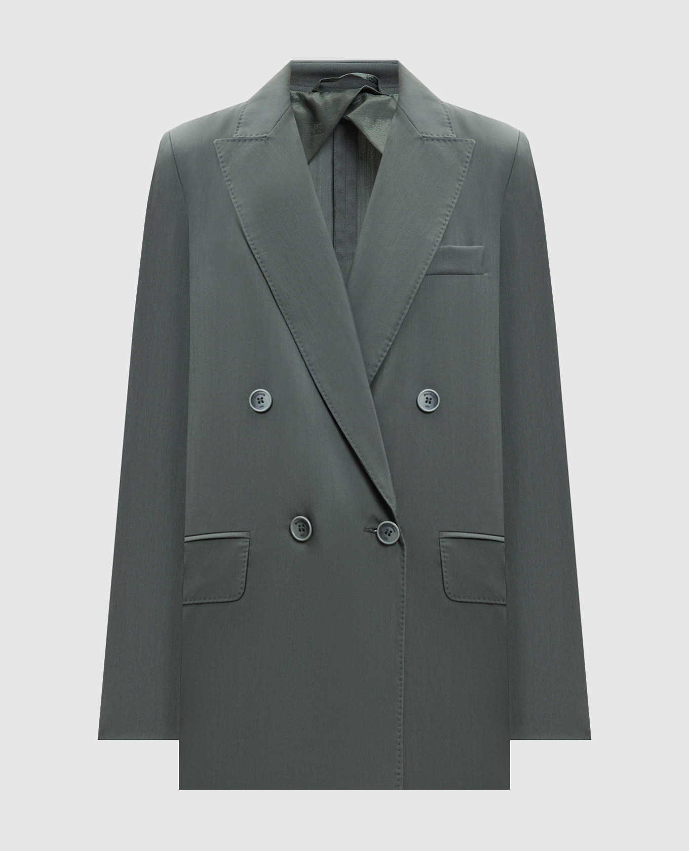 Veste croisée verte en laine et soie