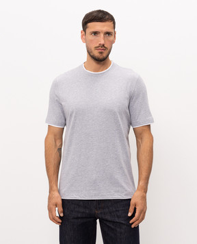 Brunello Cucinelli Melange grey T-shirt with layering effect M0B137427