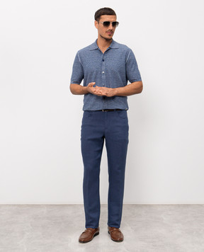 Stefano Ricci Blue short-sleeved shirt with linen and silk K616441PAMF26110