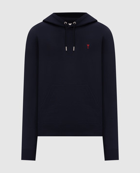 Ami Paris Blue hoodie with embroidered emblem BFUSW235730
