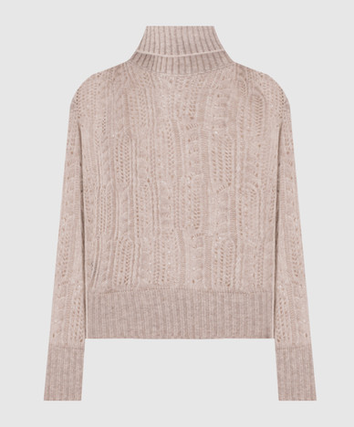 Beige cashmere and silk sweater