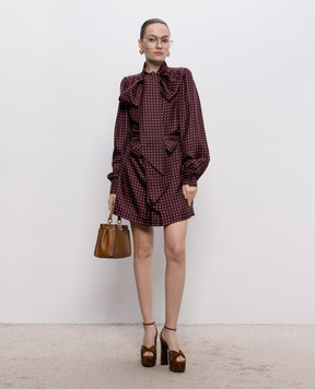 Saint Laurent Burgundy geometric print silk shirt dress 870951Y6K08