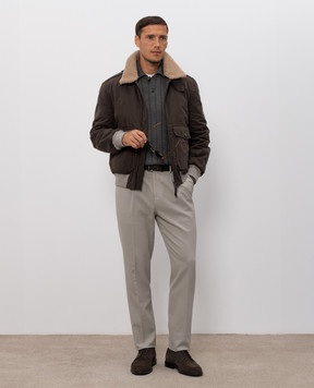 Brunello Cucinelli Green cashmere sweater with polo collar M22506005