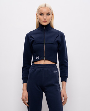 Vetements Blue cropped sports jacket with logo embroidery WE76ZU500N