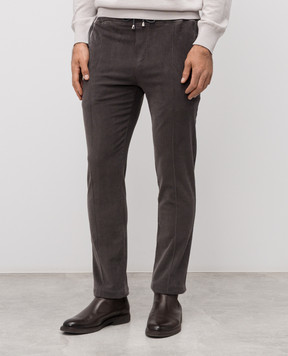 Doriani Cashmere Grey corduroy trousers with lapels P161TCT160F193T160