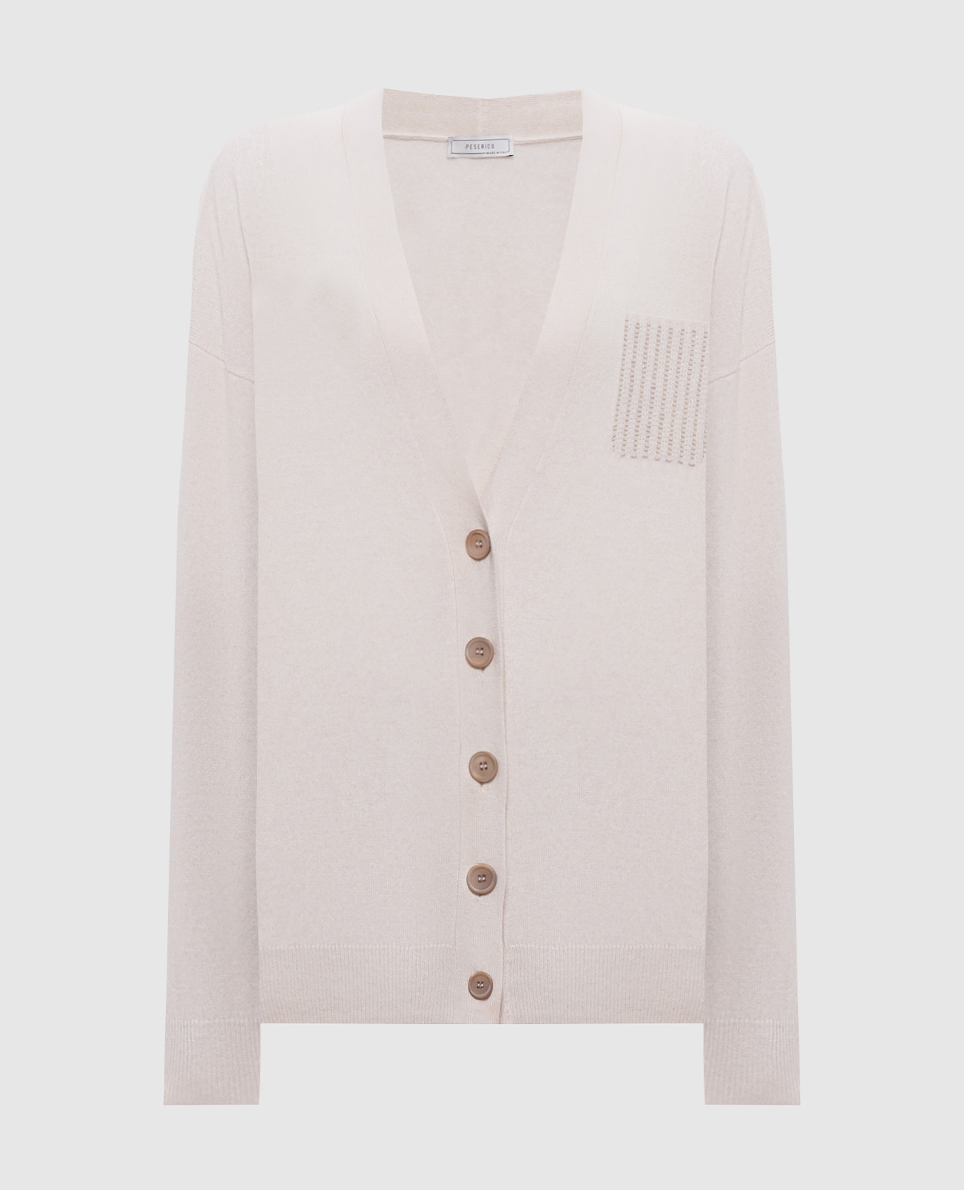 Beige cardigan made of wool, silk and cashmere