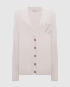 Peserico Beige cardigan made of wool, silk and cashmere A99207F12A9283