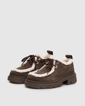 Inuikii Mocabee Brown Suede Desert Boots with Fur Trim 10150030011