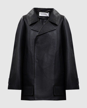 Victoria Beckham Black leather double-breasted jacket 1426LCT007639A