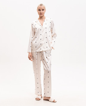 Dore & Rose Ivory silk polka dot pajamas SILKPJSET