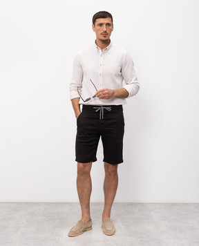 Marco Pescarolo Black linen shorts CENITO5302