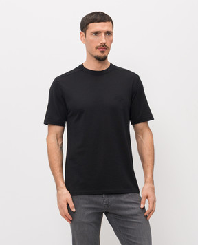 Stefano Ricci Black silk T-shirt with logo embroidery MNH6105150DJ0011