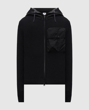 C.P. Company Black wool cardigan with hood MKN245A110149M