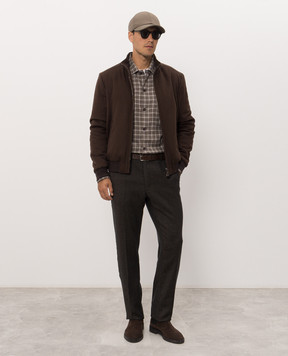 Stefano Ricci Brown cashmere check shirt SP008456BN3226