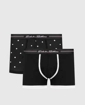Dolce&Gabbana Set of black polka dot boxer shorts M9A99JON0HY