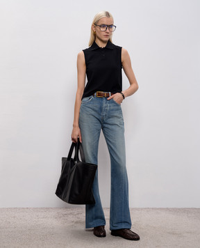 Saint Laurent Black top with polo collar 862601Y37ZE