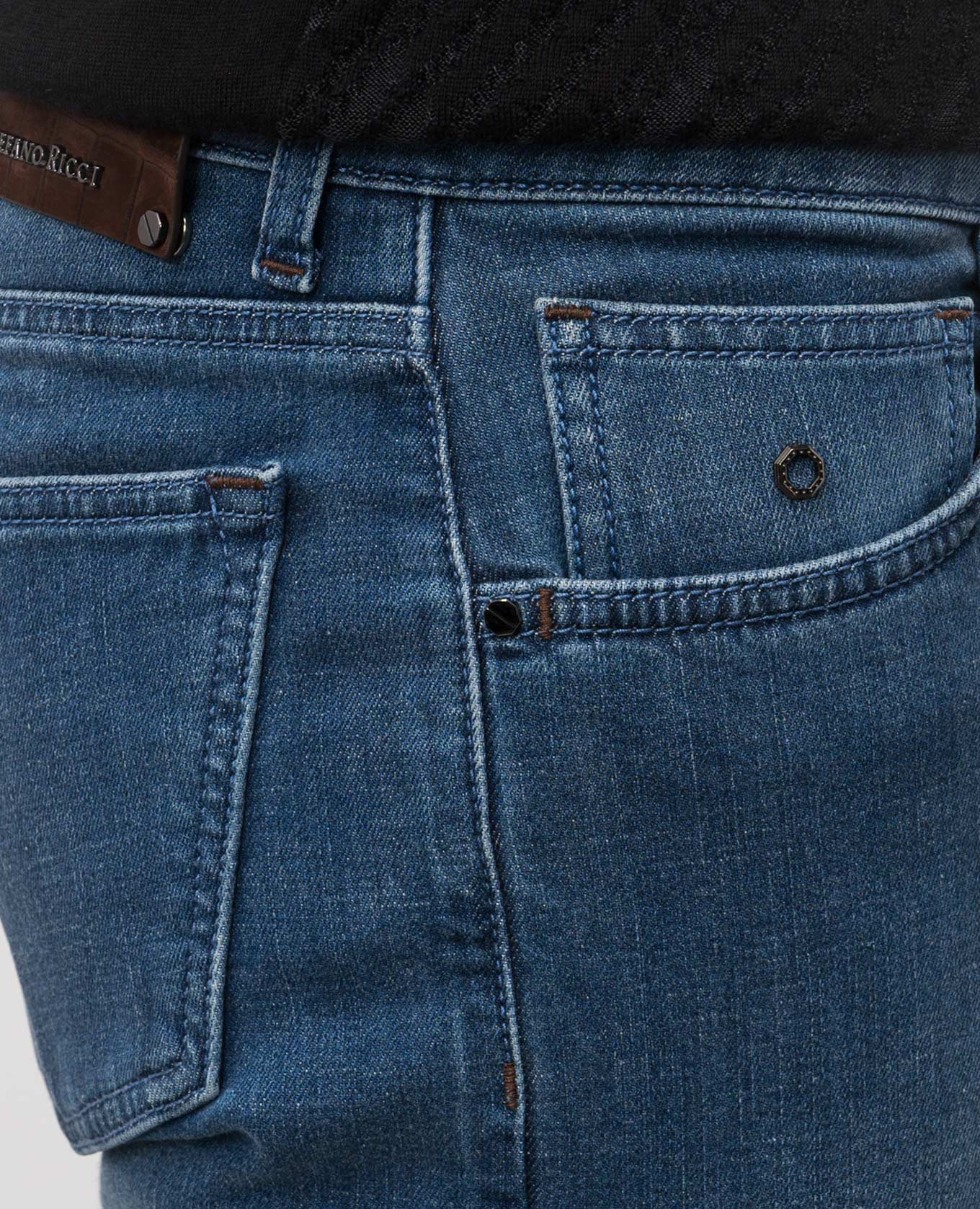 

Blue jeans with logo patch Stefano Ricci, Navy blue