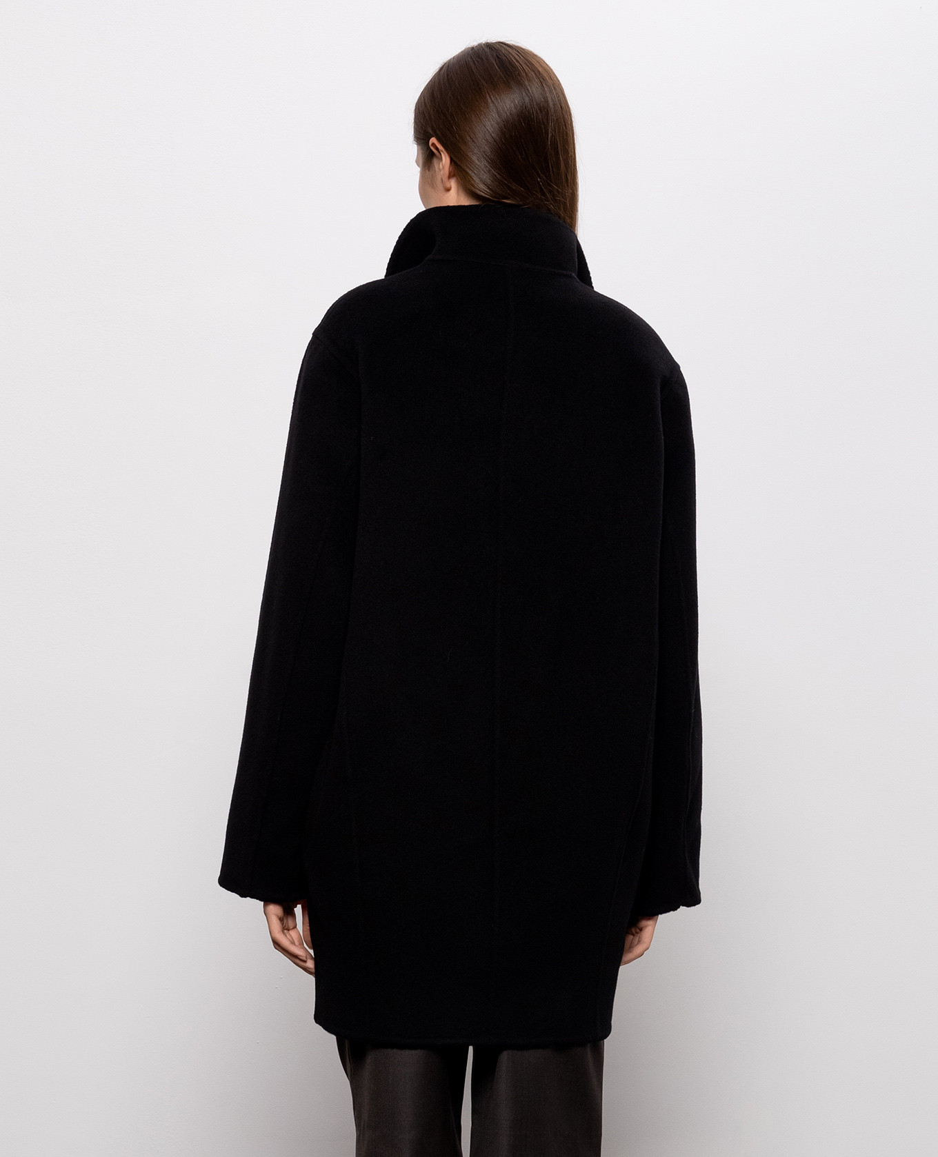 OLMO black double-breasted wool and cashmere coat Loulou de Saison 4