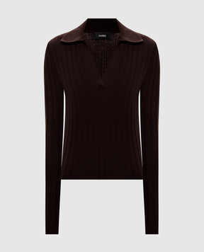 AMIRI Brown ribbed wool and cashmere pullover AW426KN016