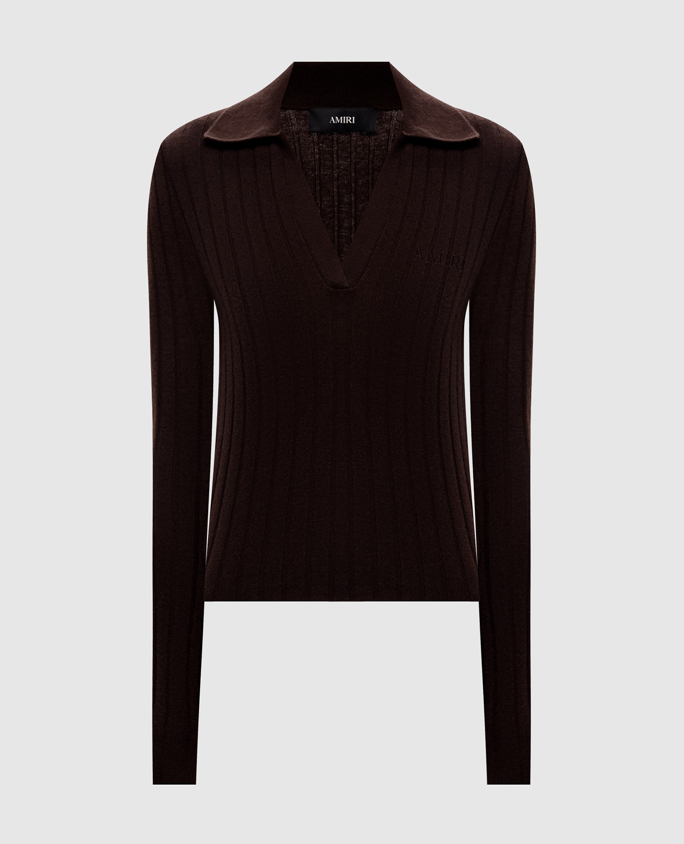 Brown ribbed wool and cashmere pullover AMIRI