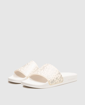 Stefano Ricci Ivory sliders with monogram logo print UG31G747GMSR