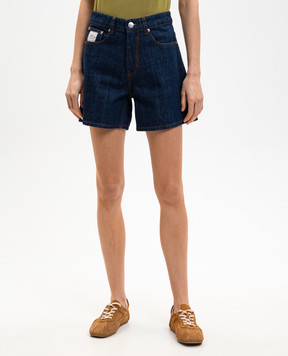 Ami Paris Blue denim shorts with logo patch FSO839DE0122