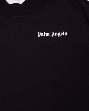 Palm Angels Children's black T-shirt with ribbon PBAA011S26JER001