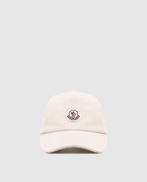 Moncler Beige corduroy cap with logo patch L20933B000075964B