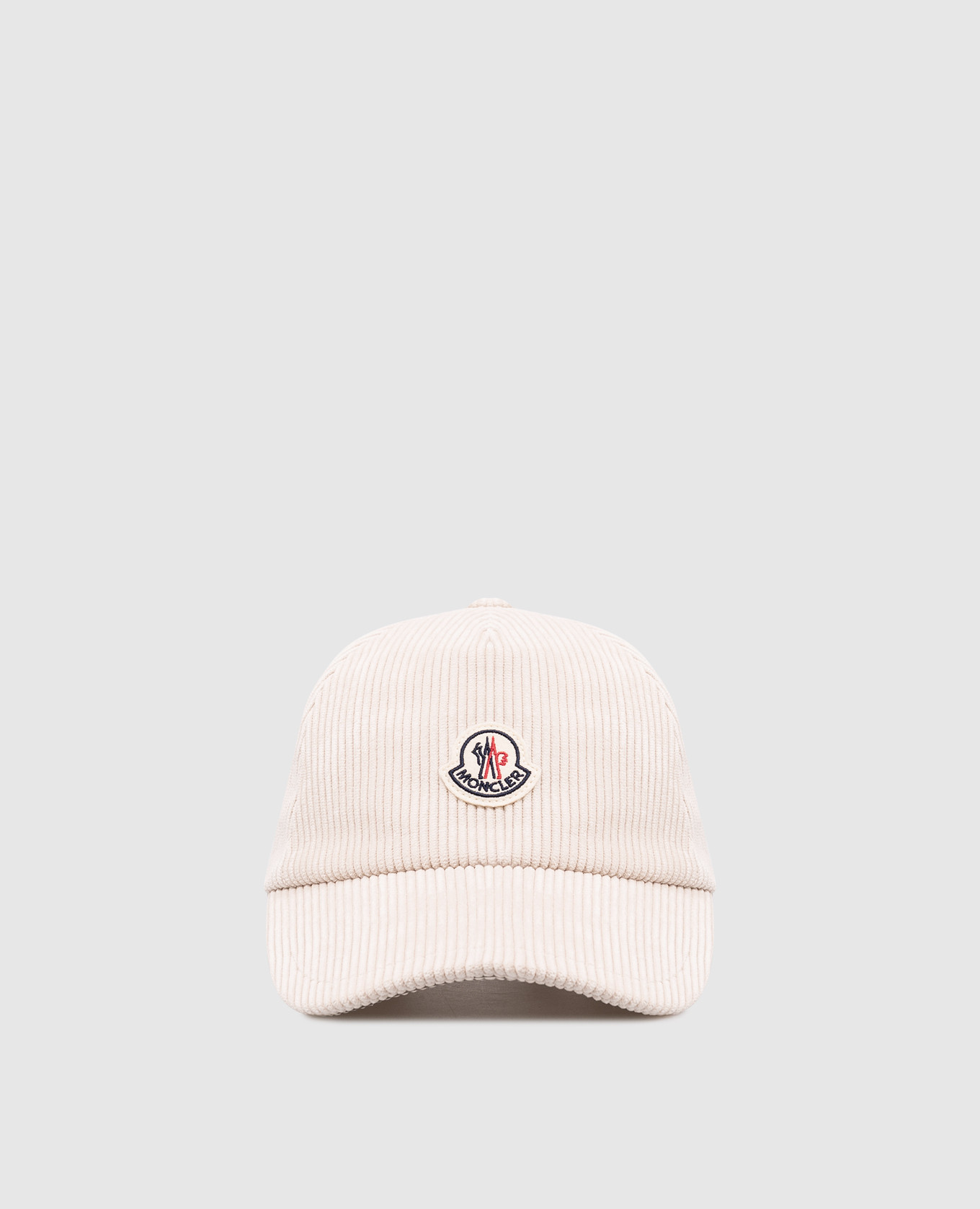 Beige corduroy cap with logo patch