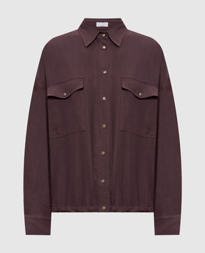 Brunello Cucinelli Burgundy shirt with linen MH126NE416