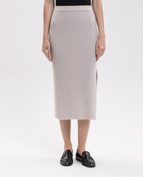 Allude Beige ribbed wool and cashmere skirt 26517081