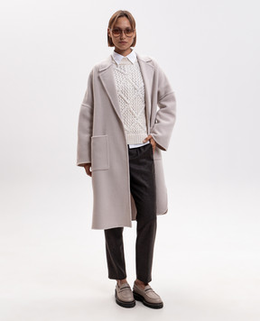 Peserico Beige wool and cashmere puffer coat A20185E00A03197