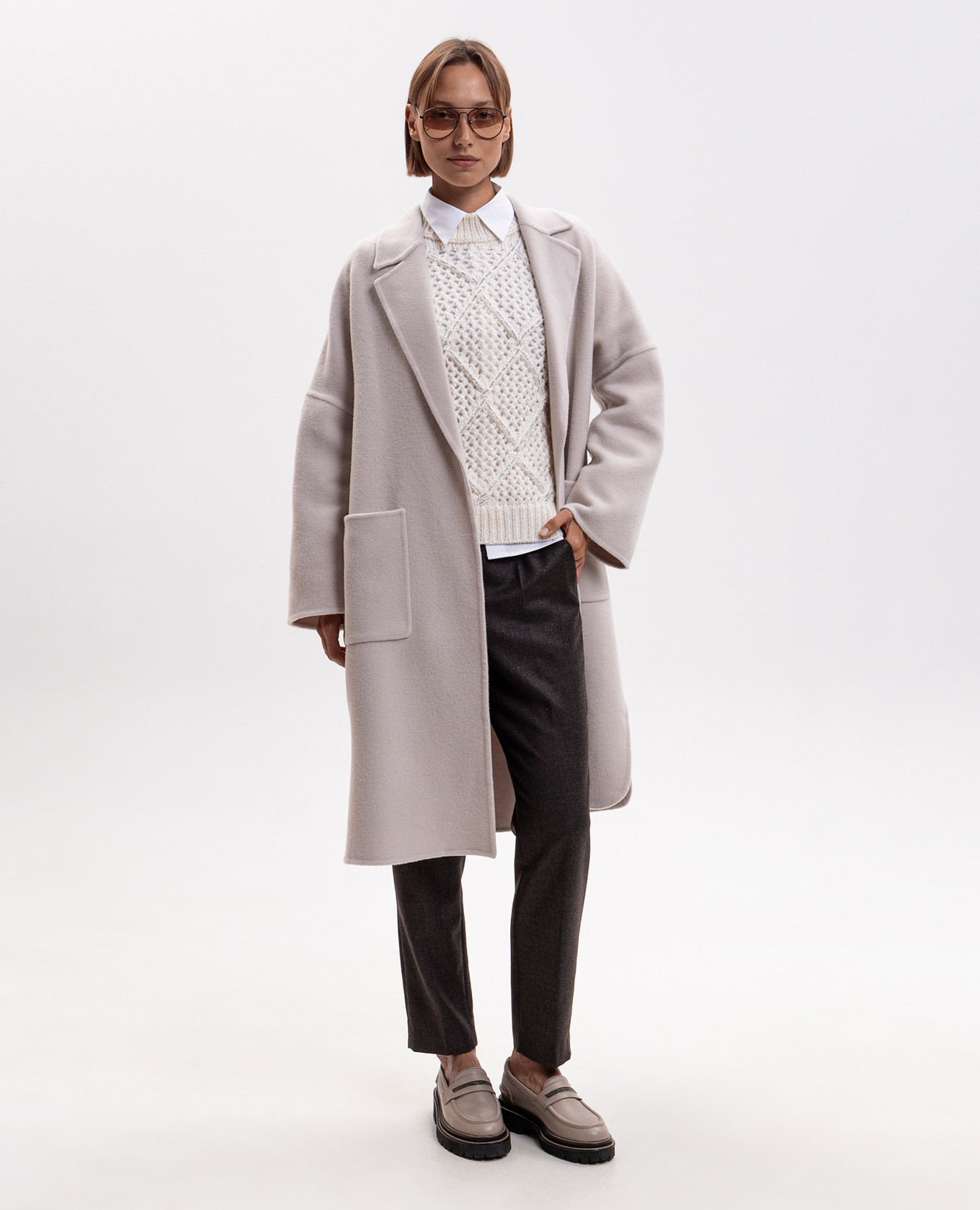 Beige wool and cashmere puffer coat Peserico 2