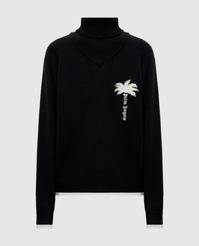 Palm Angels Black wool and cashmere sweater PAMHD001KN002w